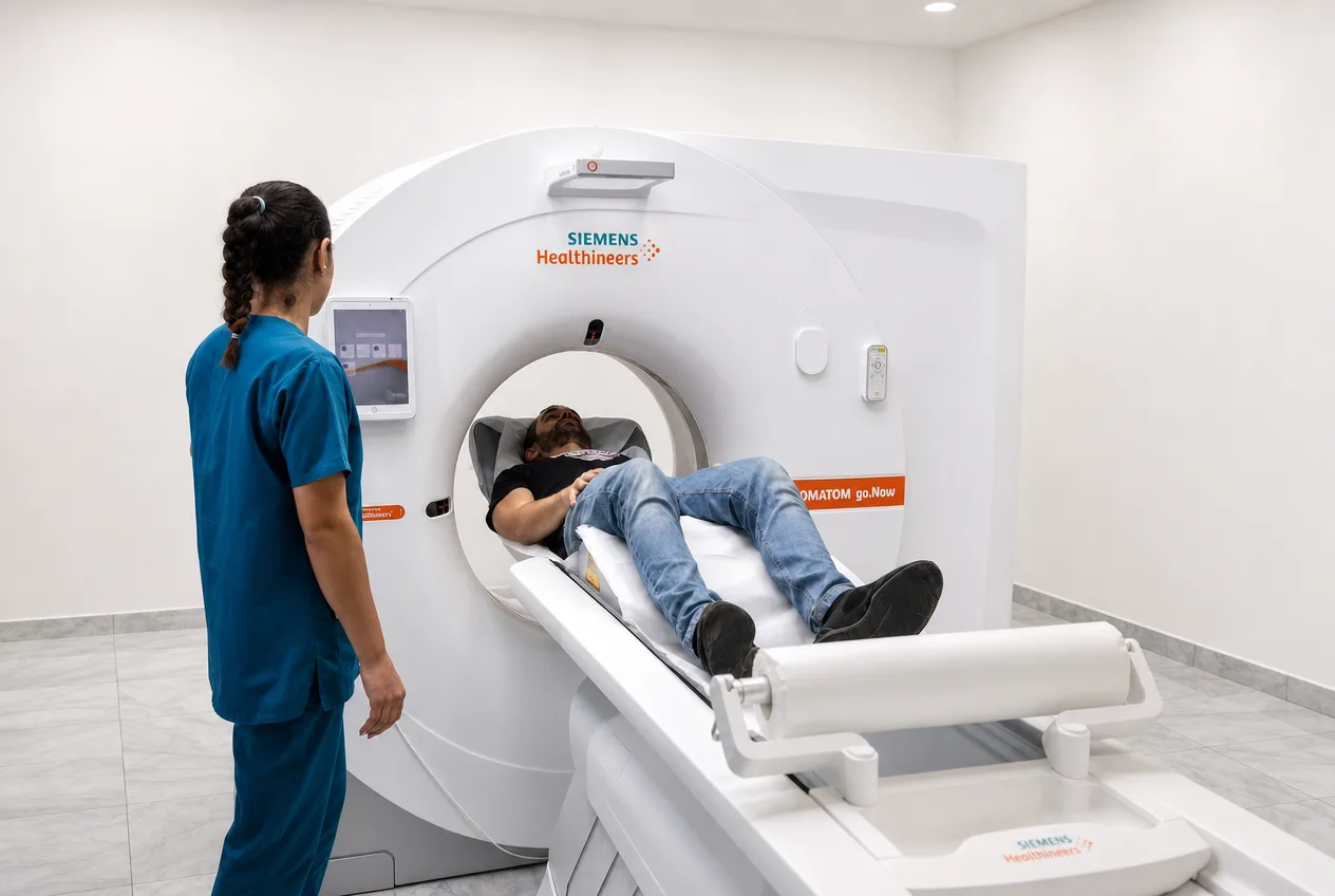 Skaneri Siemens Healthineers SOMATOM go.Now te Spitali Amavita, me pacient gjatë ekzaminimit